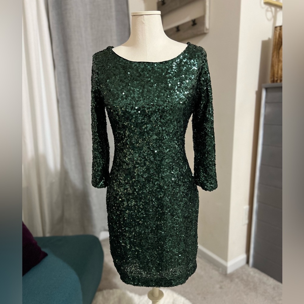 Express Emerald Green Sequin Dress (6)